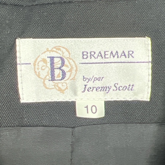 Vintage Braemar By Jeremy Scott Black Cropped Wool Blazer 10 - Picture 2 of 5